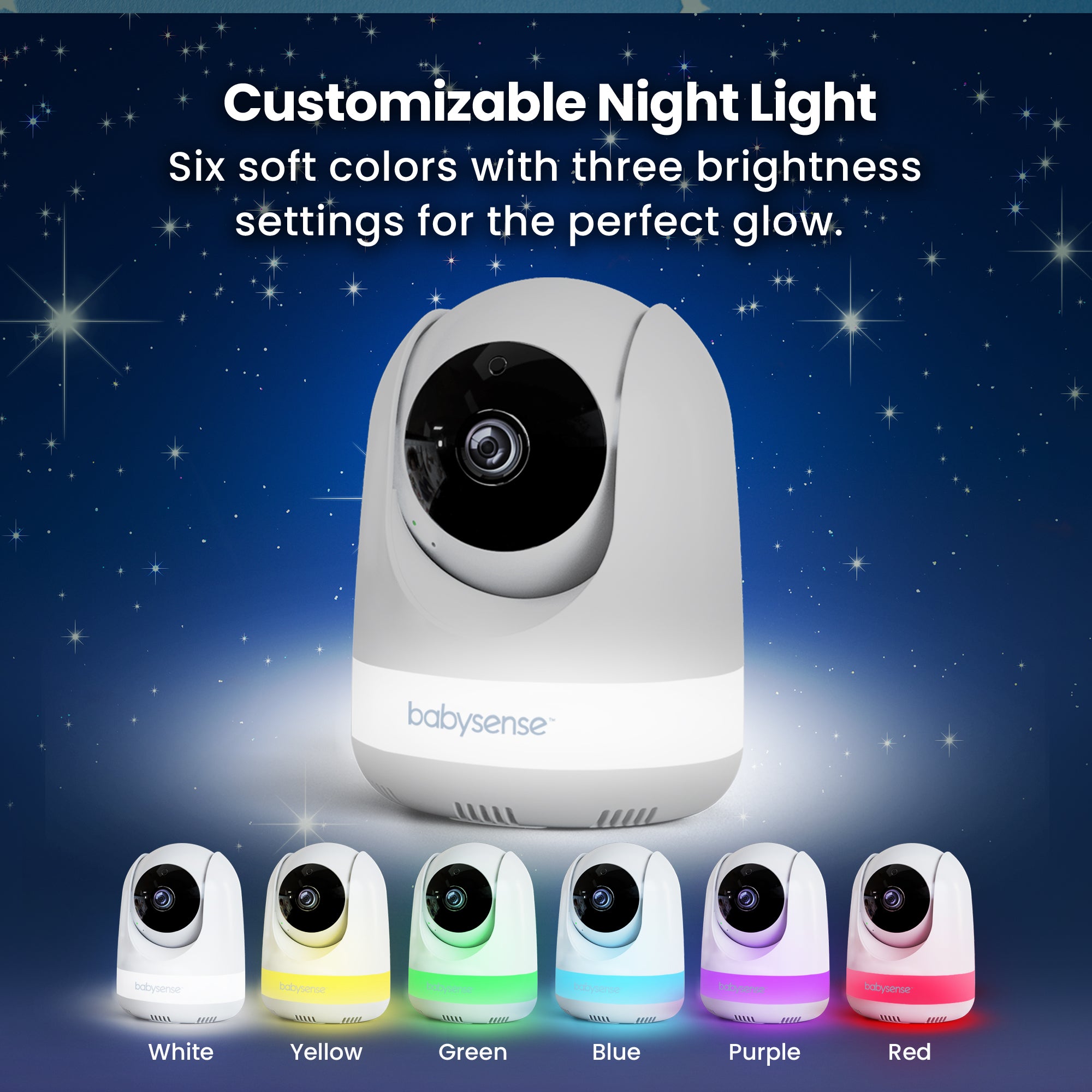 Babysense Max View Pro: Video Baby Monitor with 2 cameras, Non Wifi, Split Screen, Night Light & Sound Machine