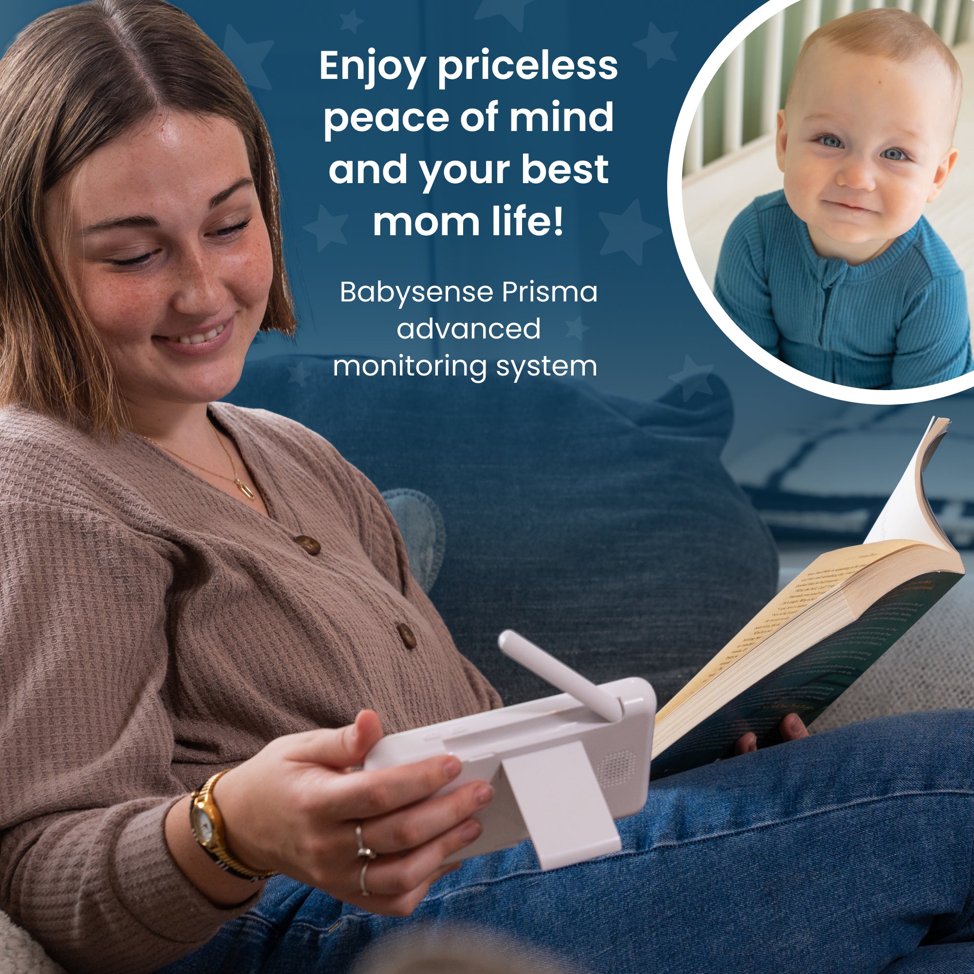 Babysense Prisma: Video Baby Monitor with 1 Camera, Non Wifi, Split Screen, Night Light & Sound Machine