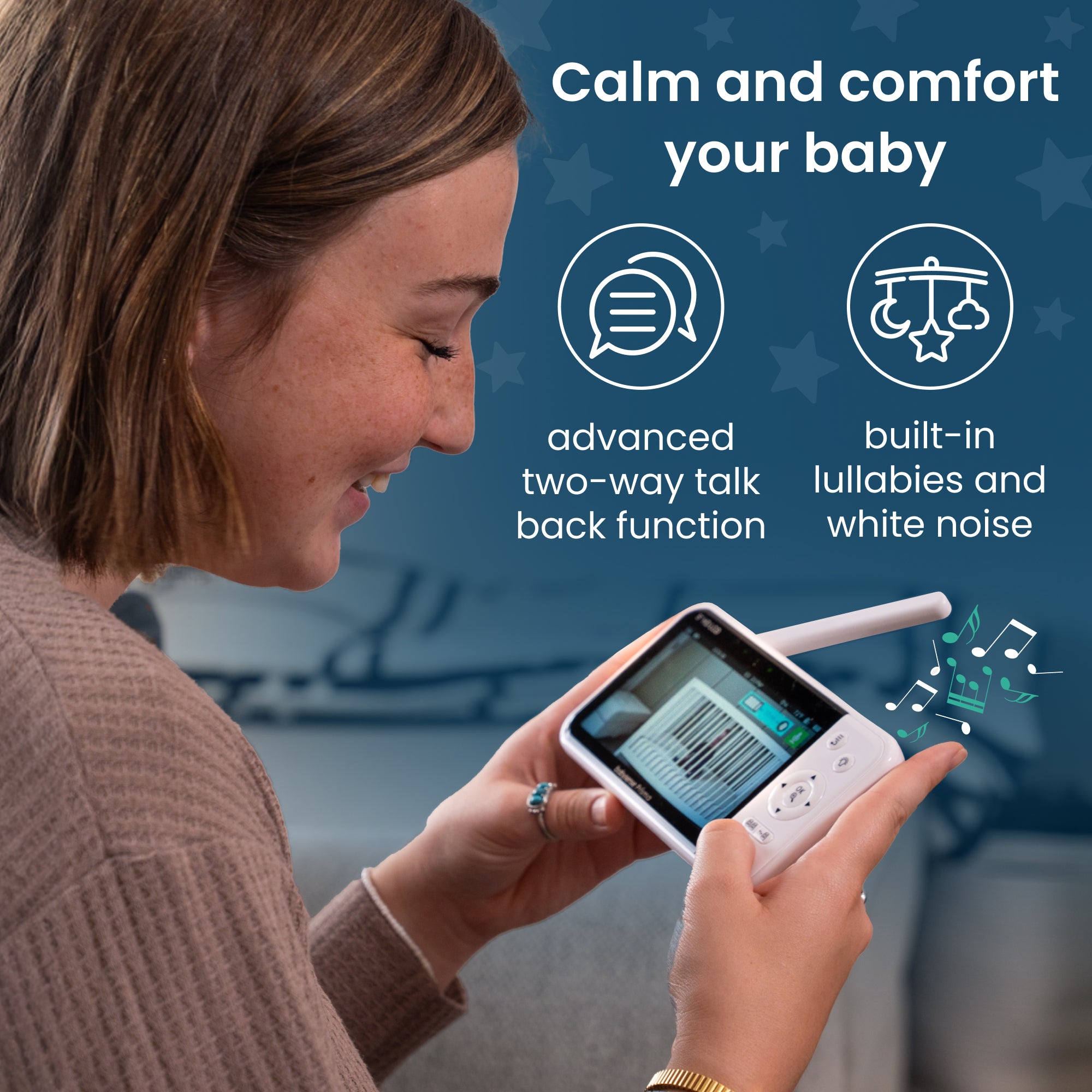 Babysense Prisma: Video Baby Monitor with 1 Camera, Non Wifi, Split Screen, Night Light & Sound Machine
