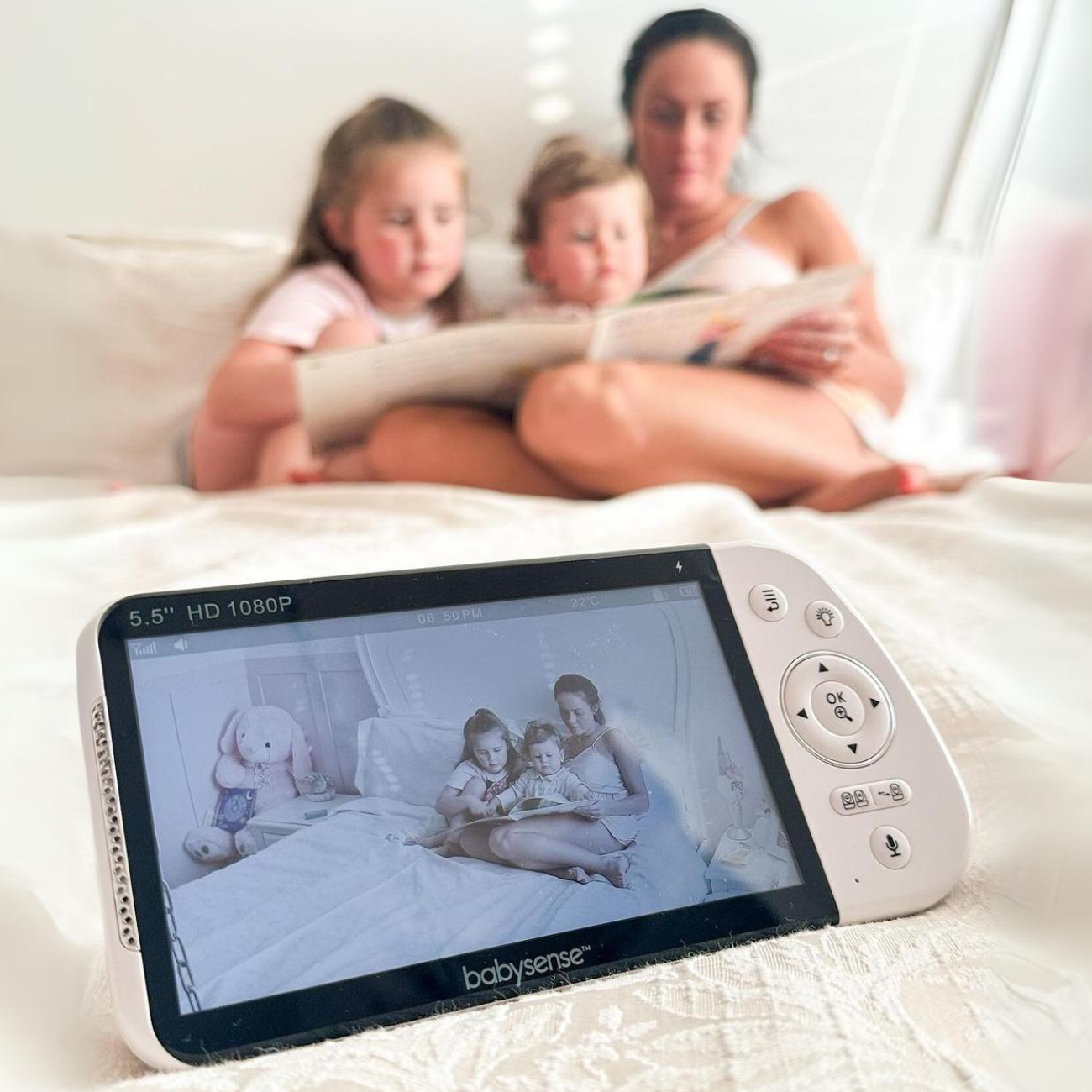 Babysense Max View Pro: Video Baby Monitor, One Camera, Non Wifi, Split Screen, Night Light & Sound Machine