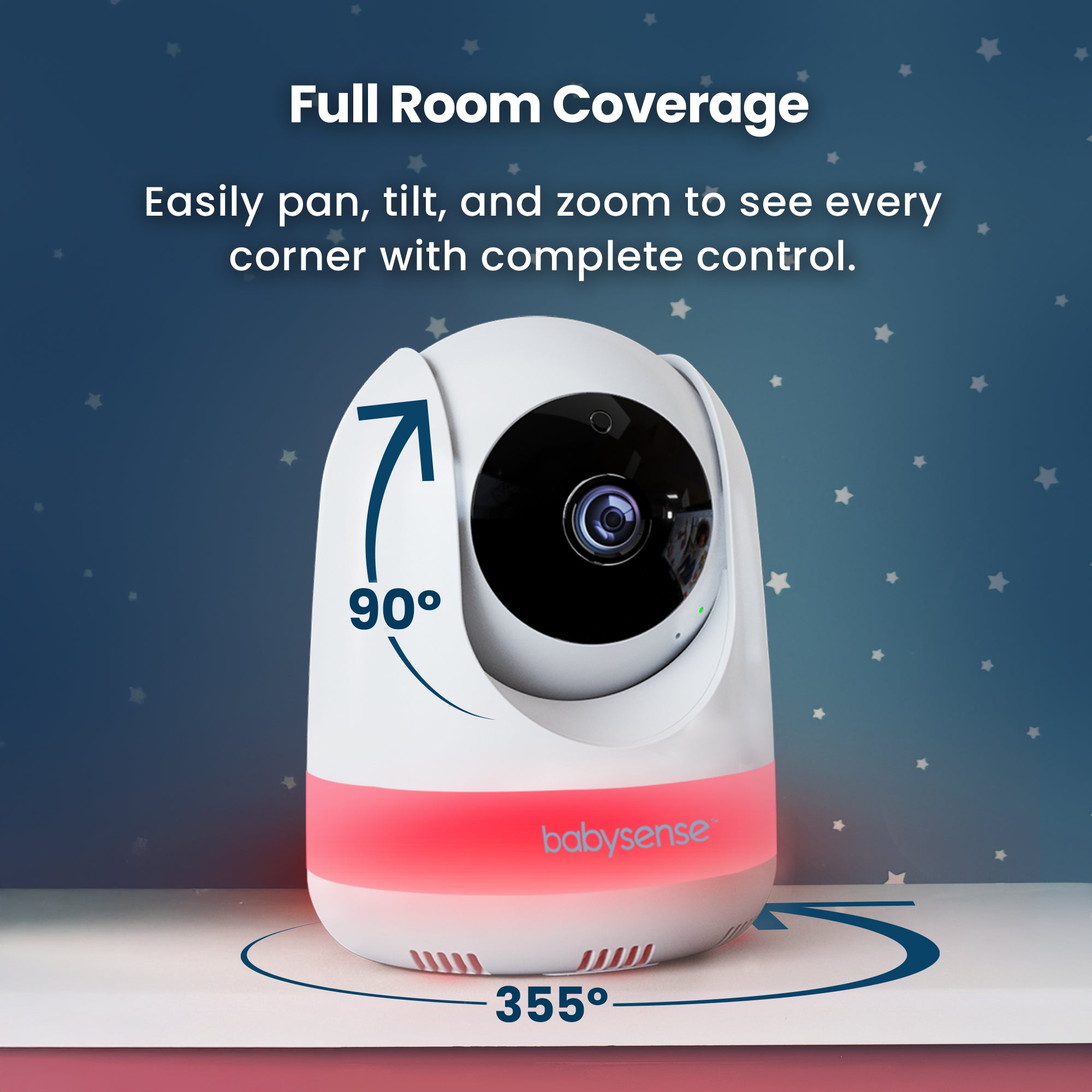 Babysense Max View Pro: Video Baby Monitor with 2 cameras, Non Wifi, Split Screen, Night Light & Sound Machine
