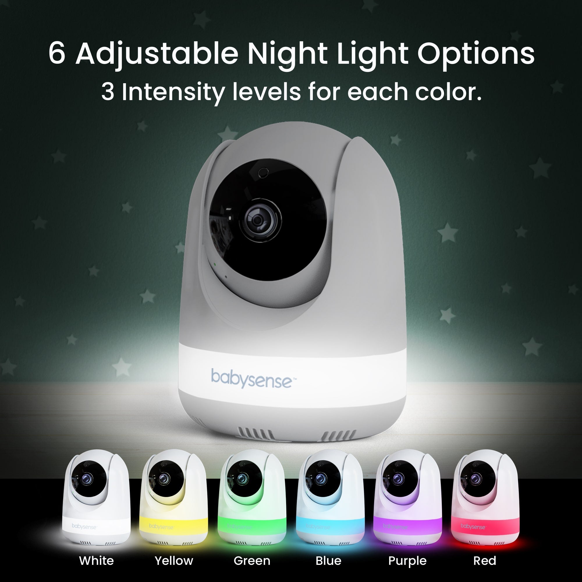 Babysense Max View: Video Baby Monitor with 2 cameras, Non Wifi, Split Screen, Night Light & Sound Machine