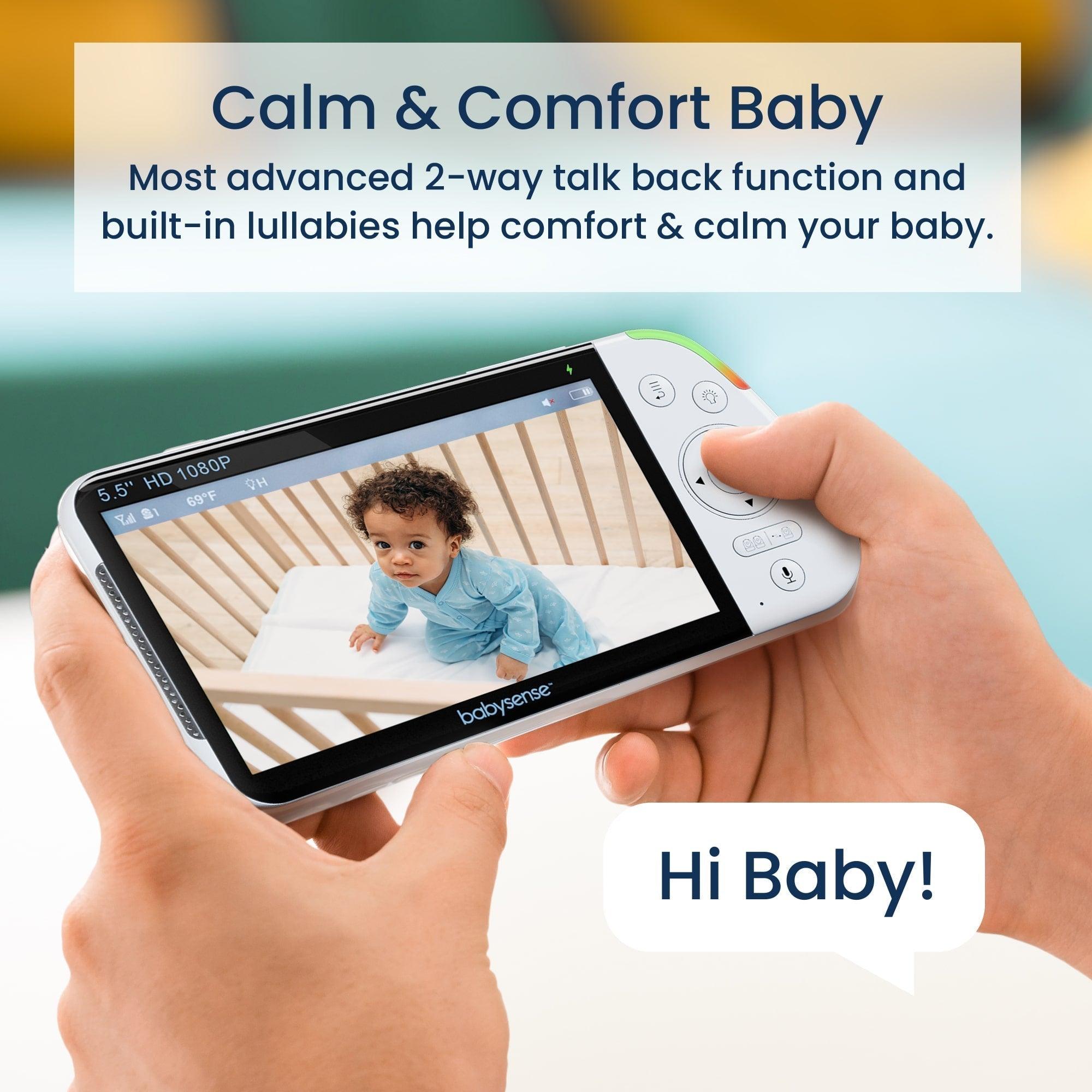 Babysense Max View: Video Baby Monitor with 3 Cameras, Non Wifi, Split Screen, Night Light & Sound Machine