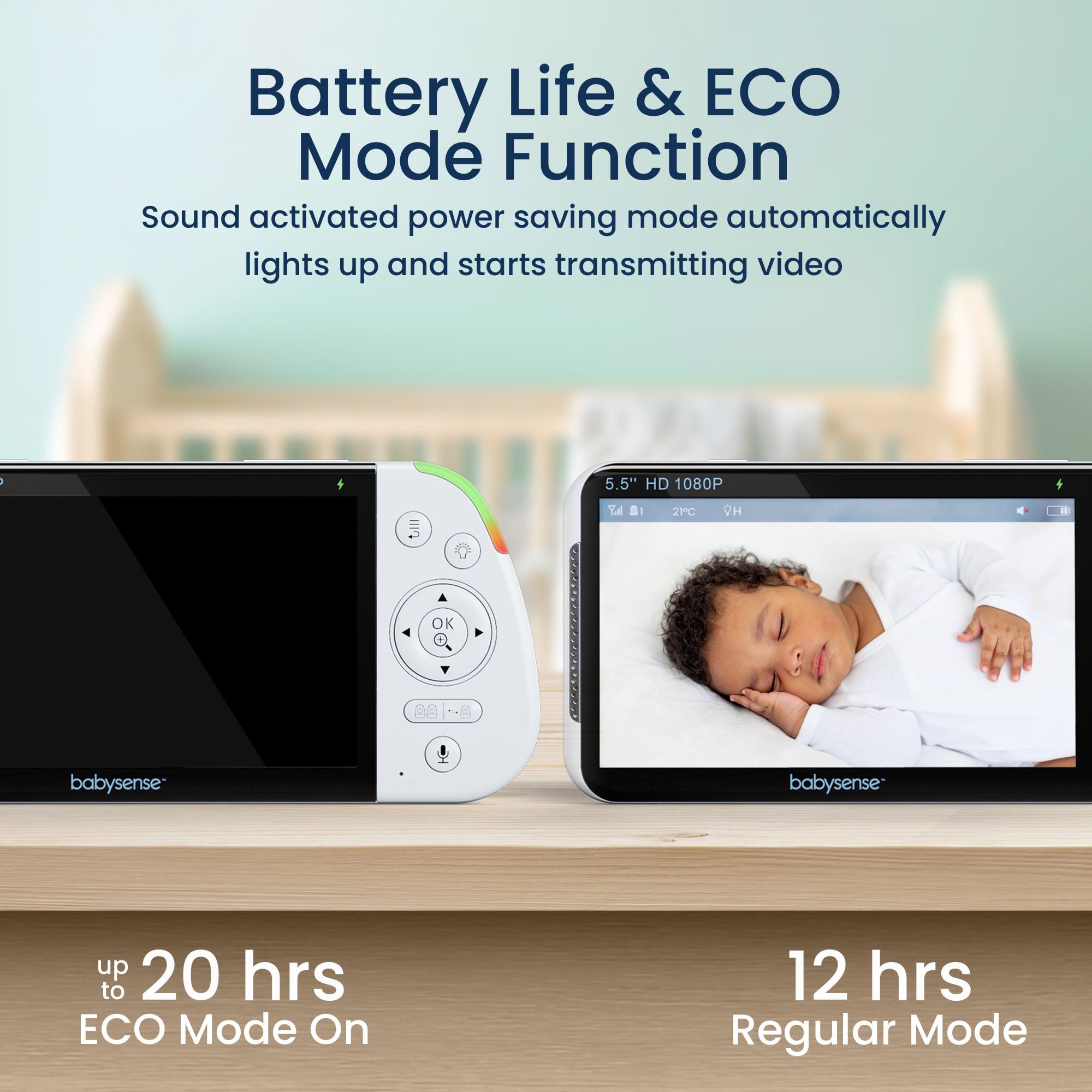 Babysense 2-in-1 Monitoring Set: Video Baby Monitor with 2 Cameras, Split Screen, Night Light & Sound Machine + Baby Monitor with Real Time No Breathing & Irregularity Alerts for Safe Sleep